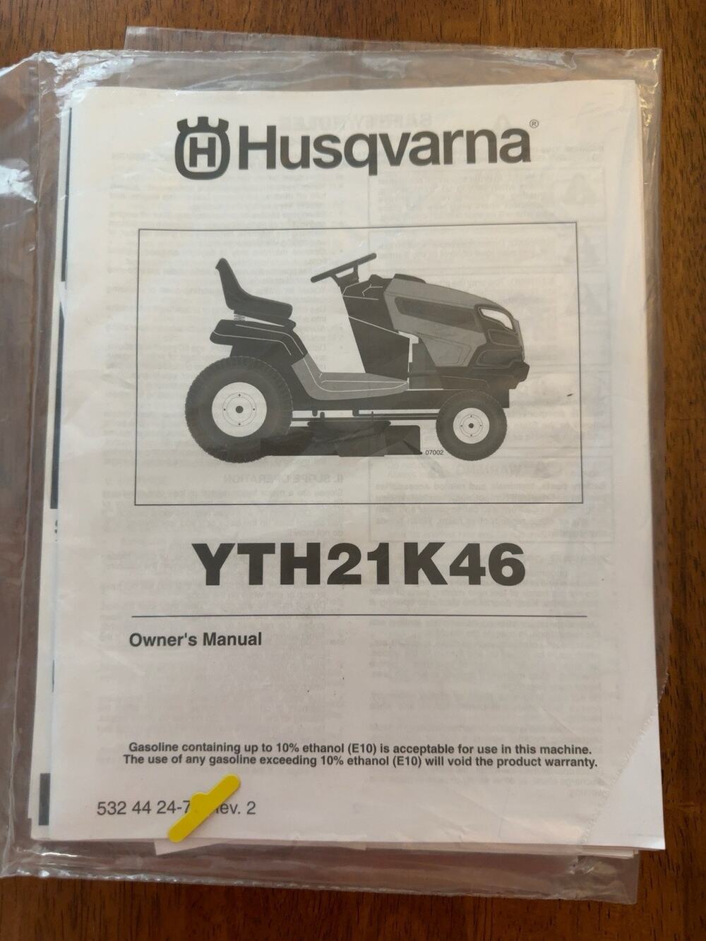 Husqvarna YTH21K46 46” Lawn Tractor Owners Parts Manuals OEM Literature Lot